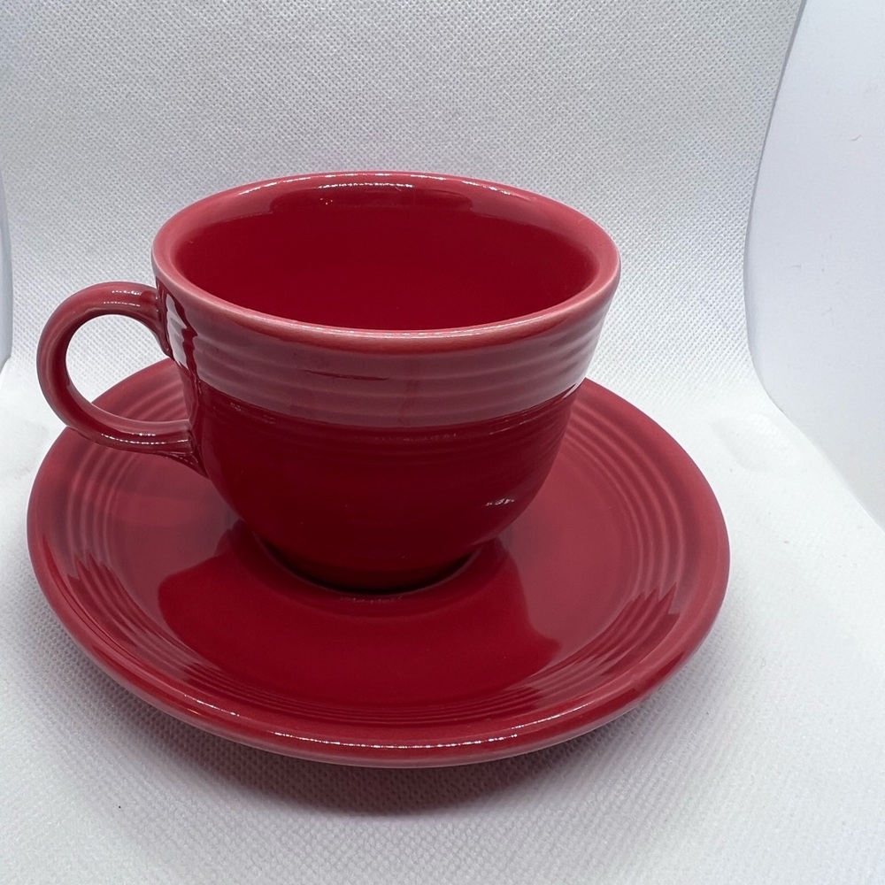 Fiestaware Scarlet Red tea cup and saucer. No chips or cracks. Beautiful